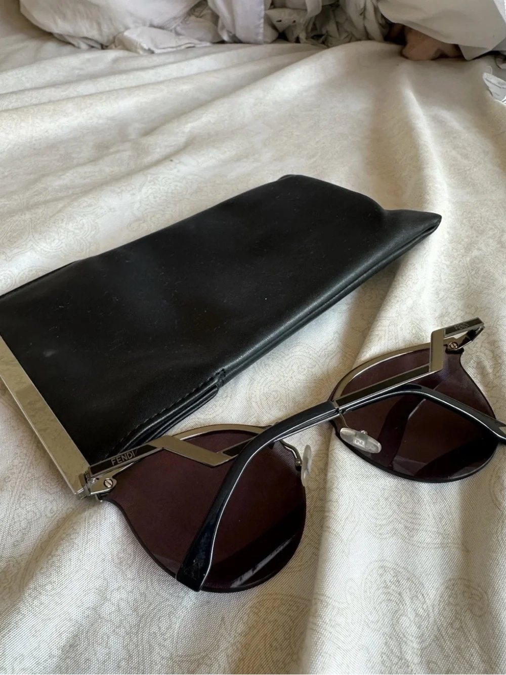 Fendi Mirrored Rimless Cat Eye Sunglasses